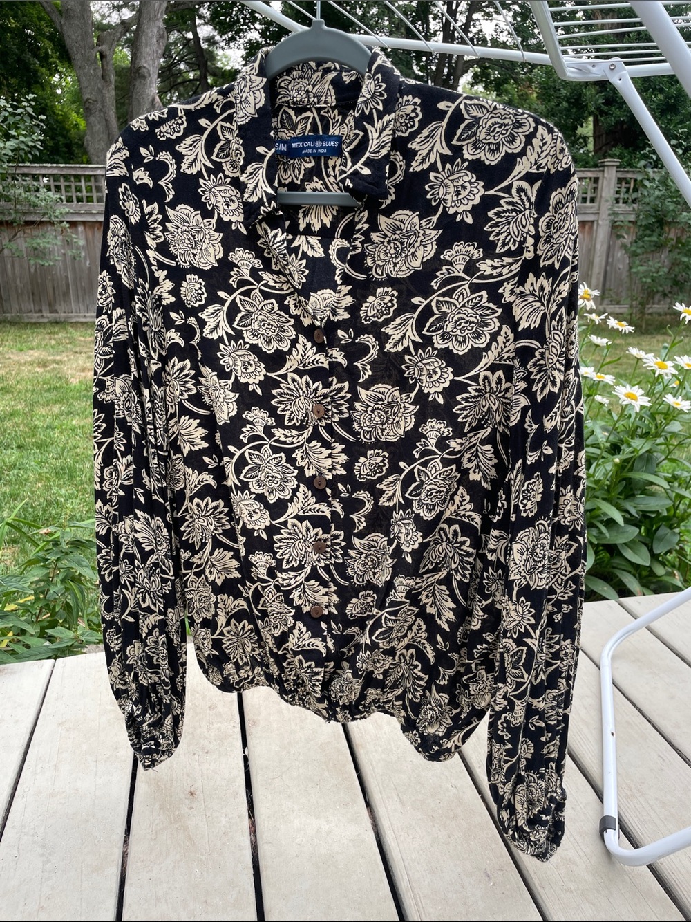 Mexicali Blues Brown Floral Button-Up Top, S/M